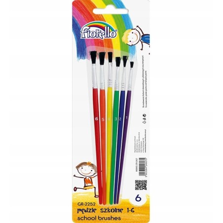 Pędzelki do malowania farbami FIORELLO pędzle 6 sz