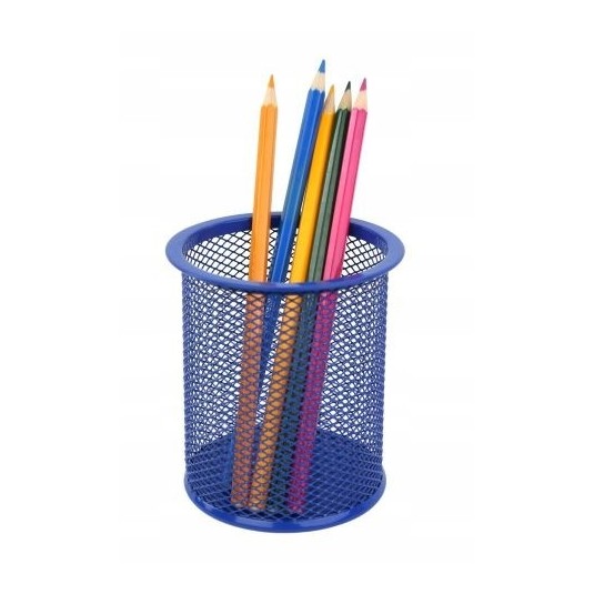 Przybornik kubek na długopisy 9x10 siatka niebiesk