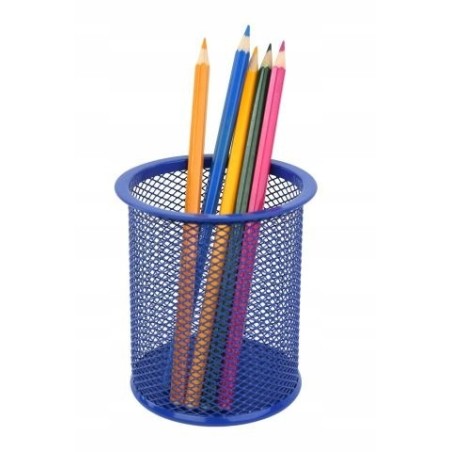 Przybornik kubek na długopisy 9x10 siatka niebiesk
