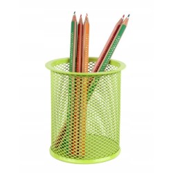 Przybornik kubek na długopisy 9x10 siatka limonka