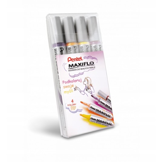 Markery do tablic PENTEL Maxiflo z tłoczkiem 4 kol