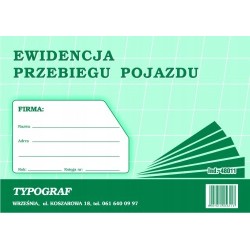 Druk ewidencja przebiegu pojazdu kilometrówka A5