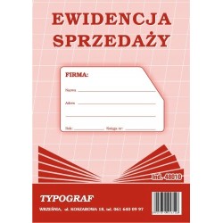 Druk ewidencja sprzedaży A5 pionowa TYPOGRAF