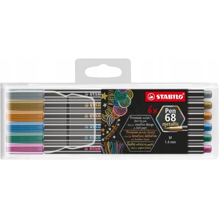 Cienkopisy STABILO Pen 68 metallic 6 kolorów mazak