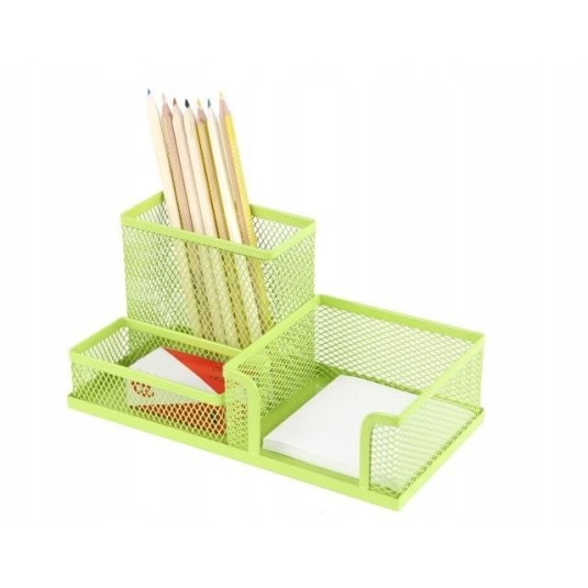 Przybornik organizer siatka metal zielony biurko