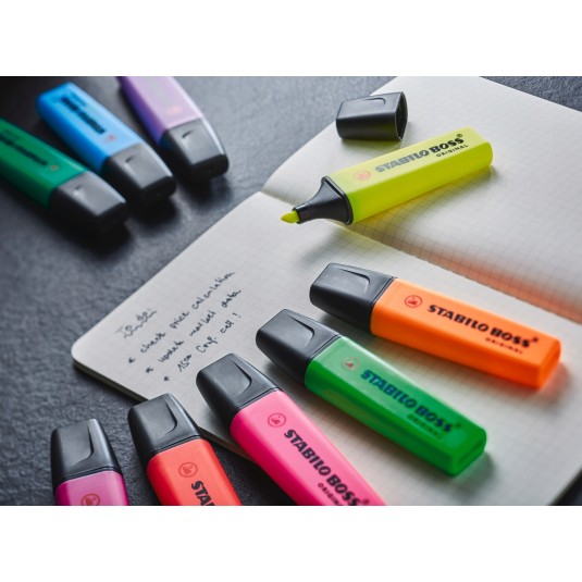 Zakreślacze STABILO BOSS komplet 15 kol. podstawka