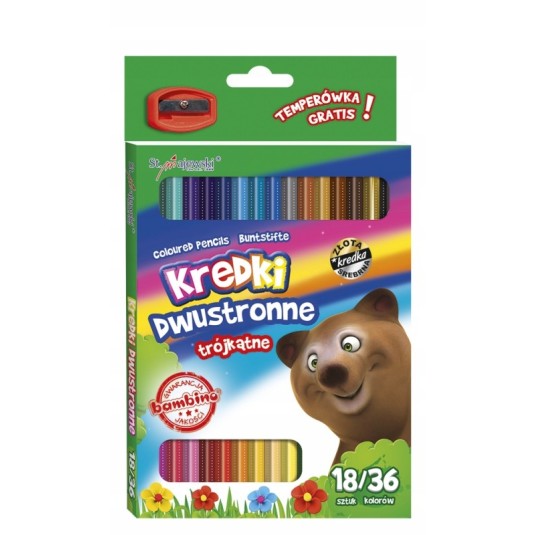 BAMBINO kredki trójkątne dwustronne 18/36 kolorów