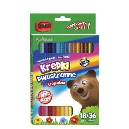 BAMBINO kredki trójkątne dwustronne 18/36 kolorów