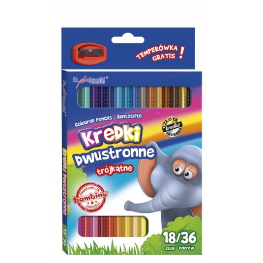 BAMBINO kredki trójkątne dwustronne 18/36 kolorów