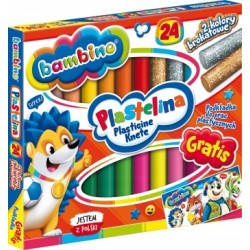 Plastelina 24 kolory BAMBINO + podkładka GRATIS