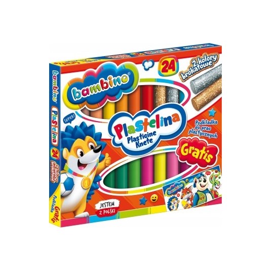 Plastelina 24 kolory BAMBINO + podkładka GRATIS