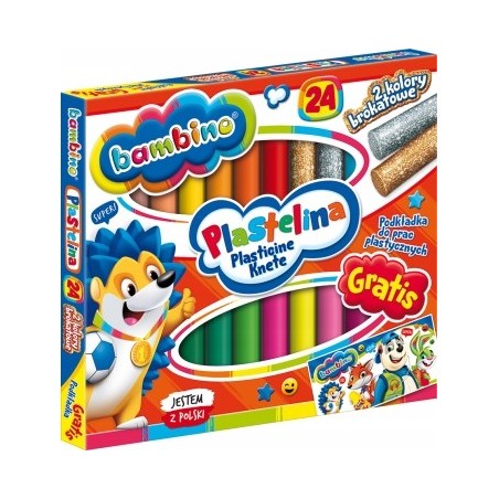 Plastelina 24 kolory BAMBINO + podkładka GRATIS