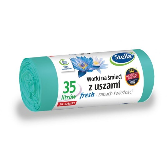 Worki na śmieci Stella 35L/24 zielone rfesh z uszami