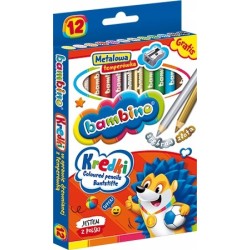 Kredki BAMBINO szkolne grube 12 kolory +temperówka