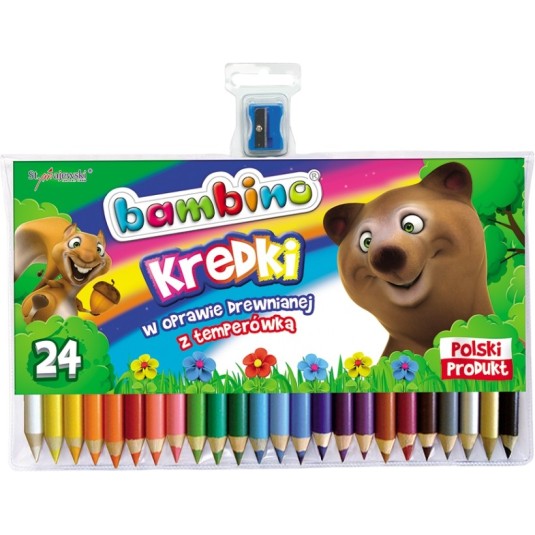 Kredki BAMBINO szkolne grube 24 kolory +temperówka
