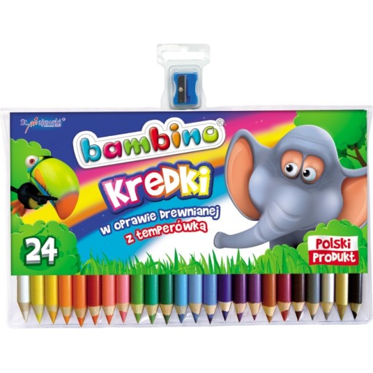 Kredki BAMBINO szkolne grube 24 kolory +temperówka