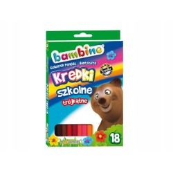Kredki BAMBINO ołówkowe trójkątne 18 kol. szkolne