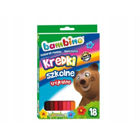 Kredki BAMBINO ołówkowe trójkątne 18 kol. szkolne