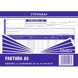 Druk faktura VAT A5 TYPOGRAF