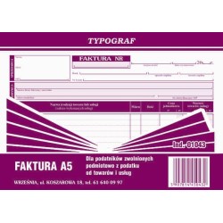 Faktura bez VAT A5 TYPOGRAF