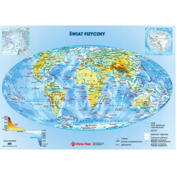 DWUSTRONNA PODKŁADKA NA BIURKO Z MAPĄ ŚWIATA