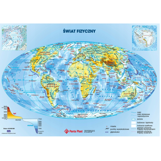 DWUSTRONNA PODKŁADKA NA BIURKO Z MAPĄ ŚWIATA