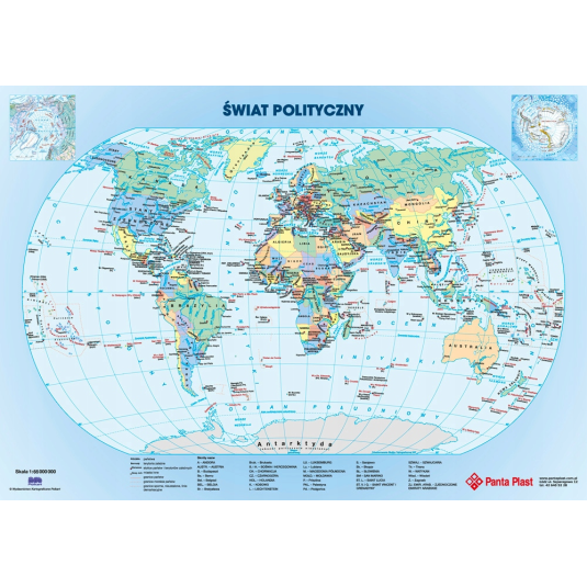 DWUSTRONNA PODKŁADKA NA BIURKO Z MAPĄ ŚWIATA