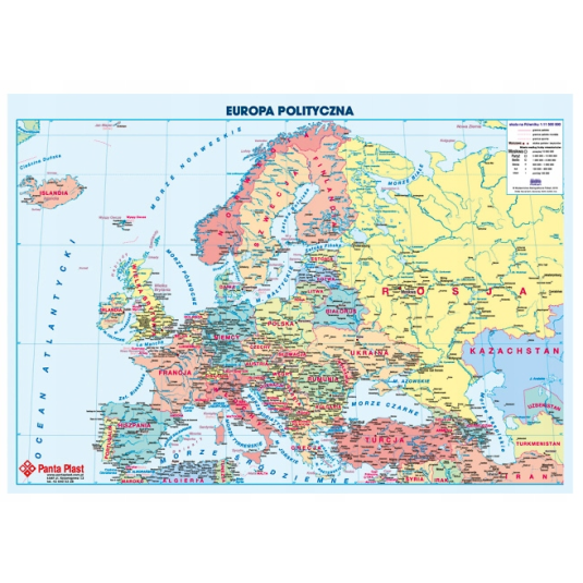 DWUSTRONNA PODKŁADKA NA BIURKO Z MAPĄ EUROPY