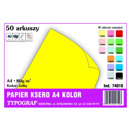 Papier ksero A4 80g żółty...