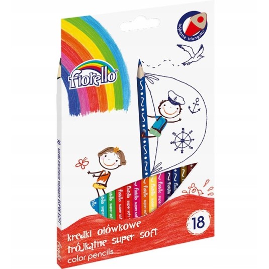 Kredki FIORELLO Super Soft 18 kolorów trójkątne
