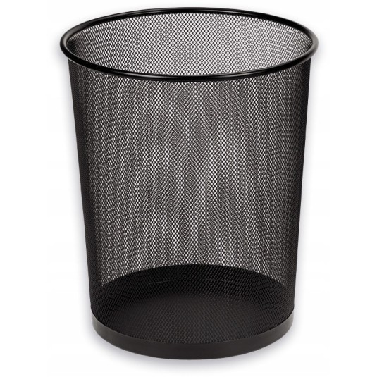 Kosz metalowy siatka czarny duży na papier śmieci
