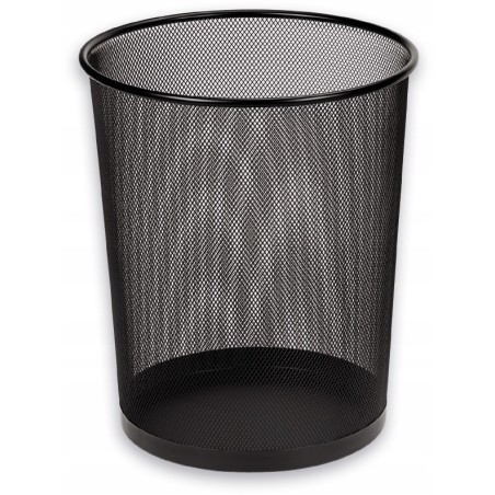 Kosz metalowy siatka czarny duży na papier śmieci